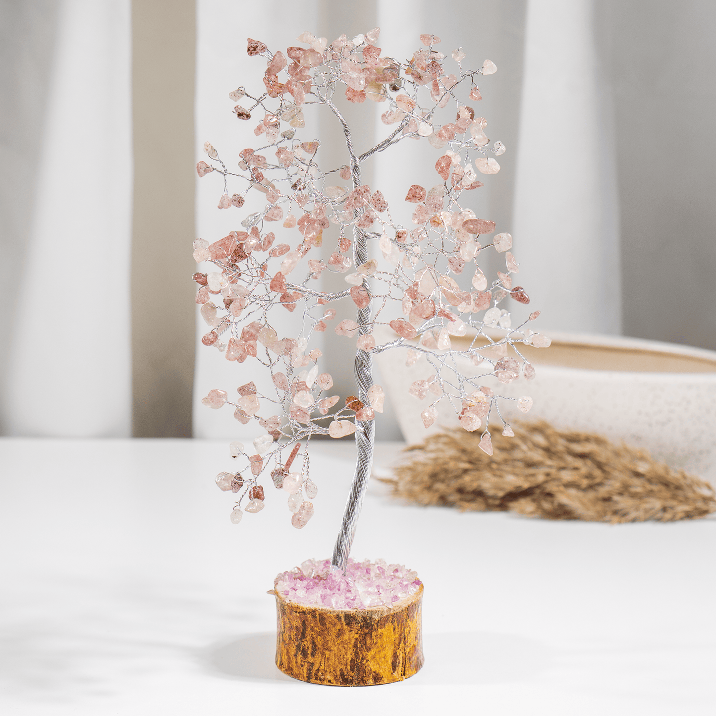 Strawberry Quartz Crystal Tree With 300 Natural Crystal Chips