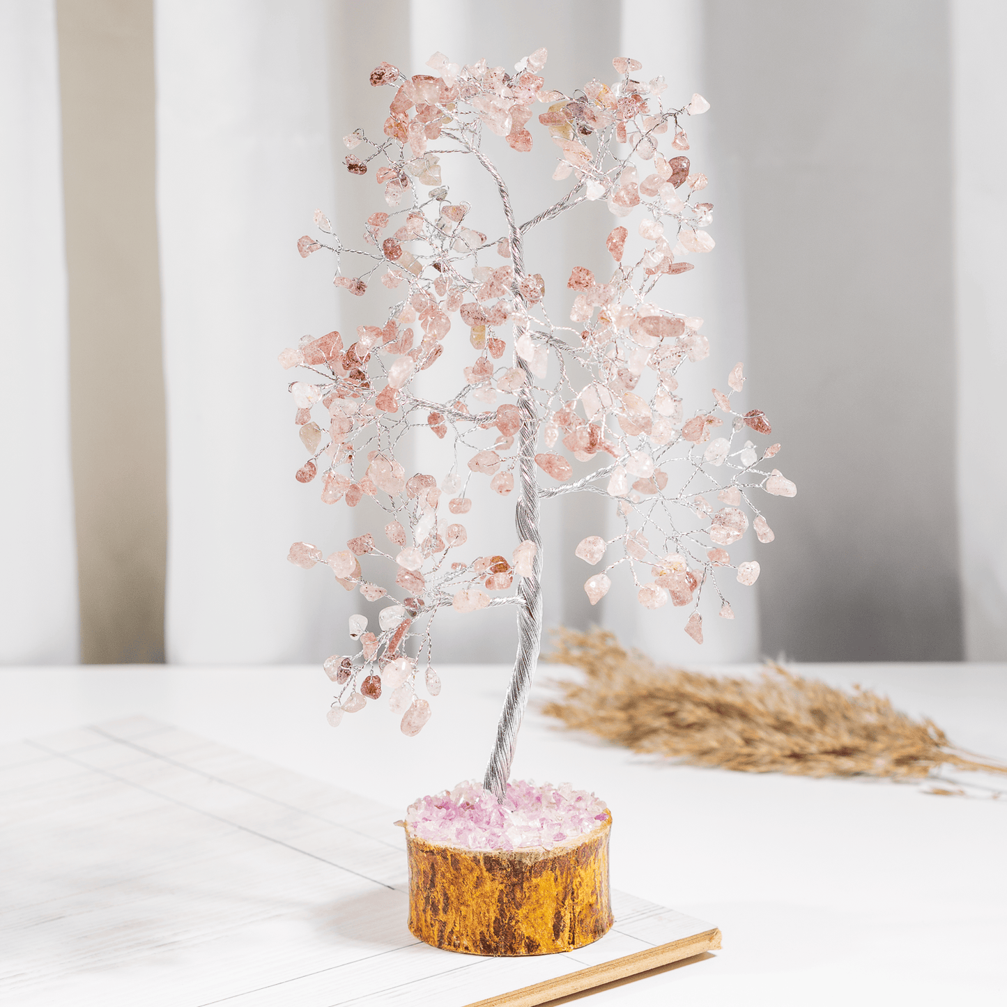 Strawberry Quartz Crystal Tree With 300 Natural Crystal Chips