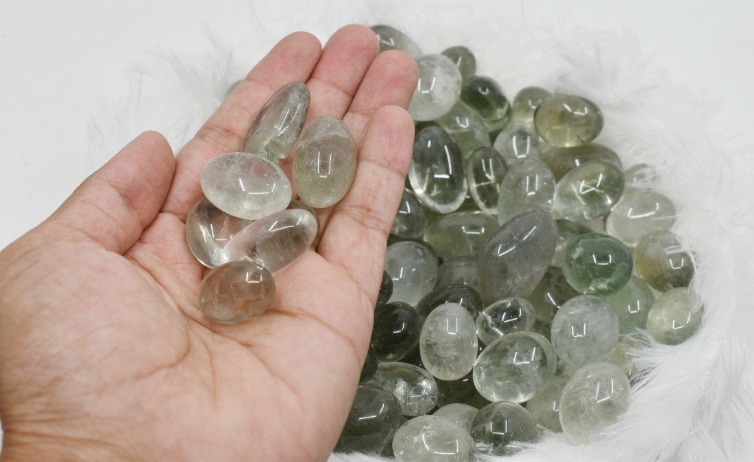 Green Amethyst Tumbled Stone A Grade Medium in pack size of 1lb, 1kg