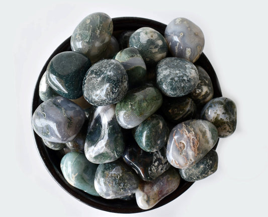 1Kg Moss Agate Tumbled Stones