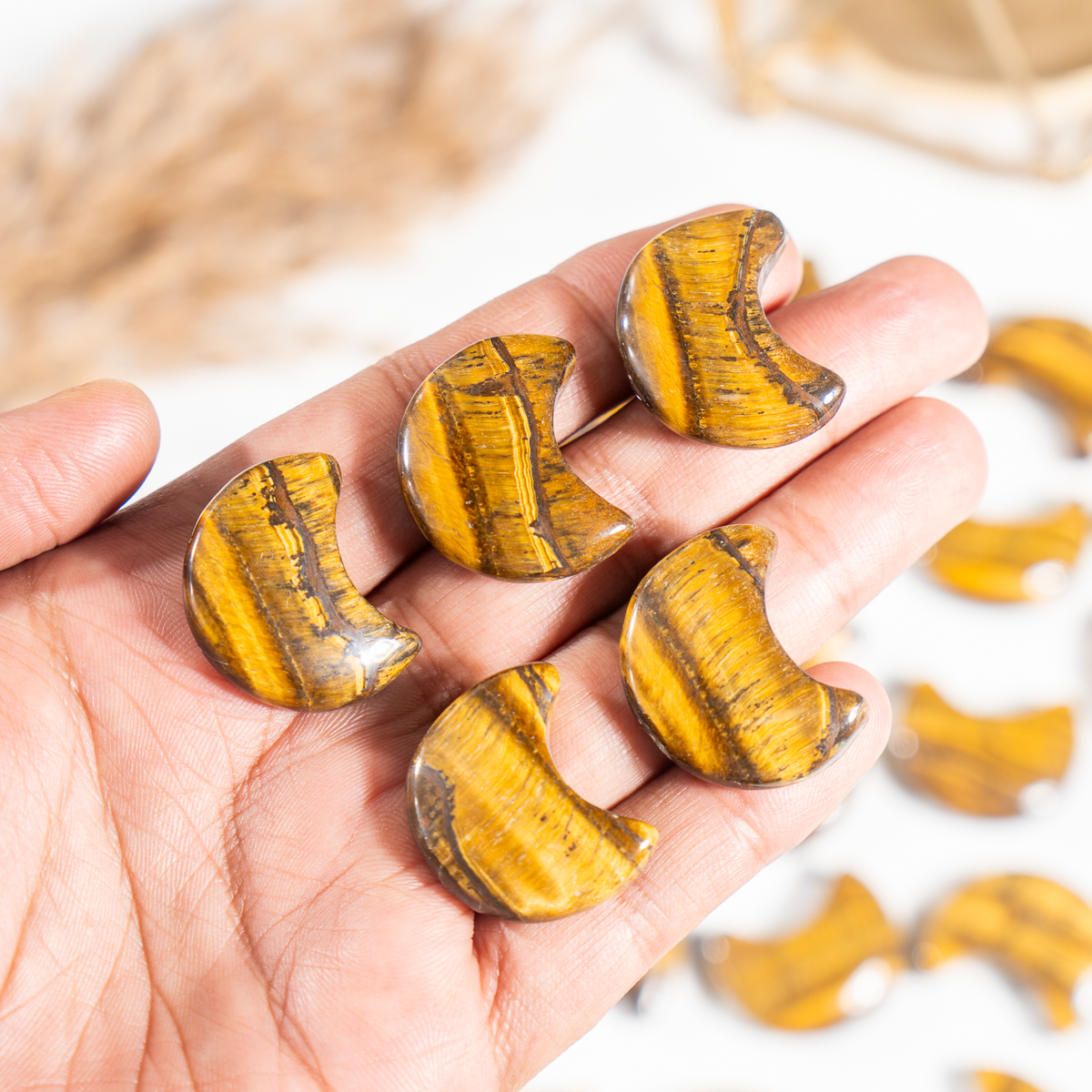 Tiger Eye Polished Crystal Moons