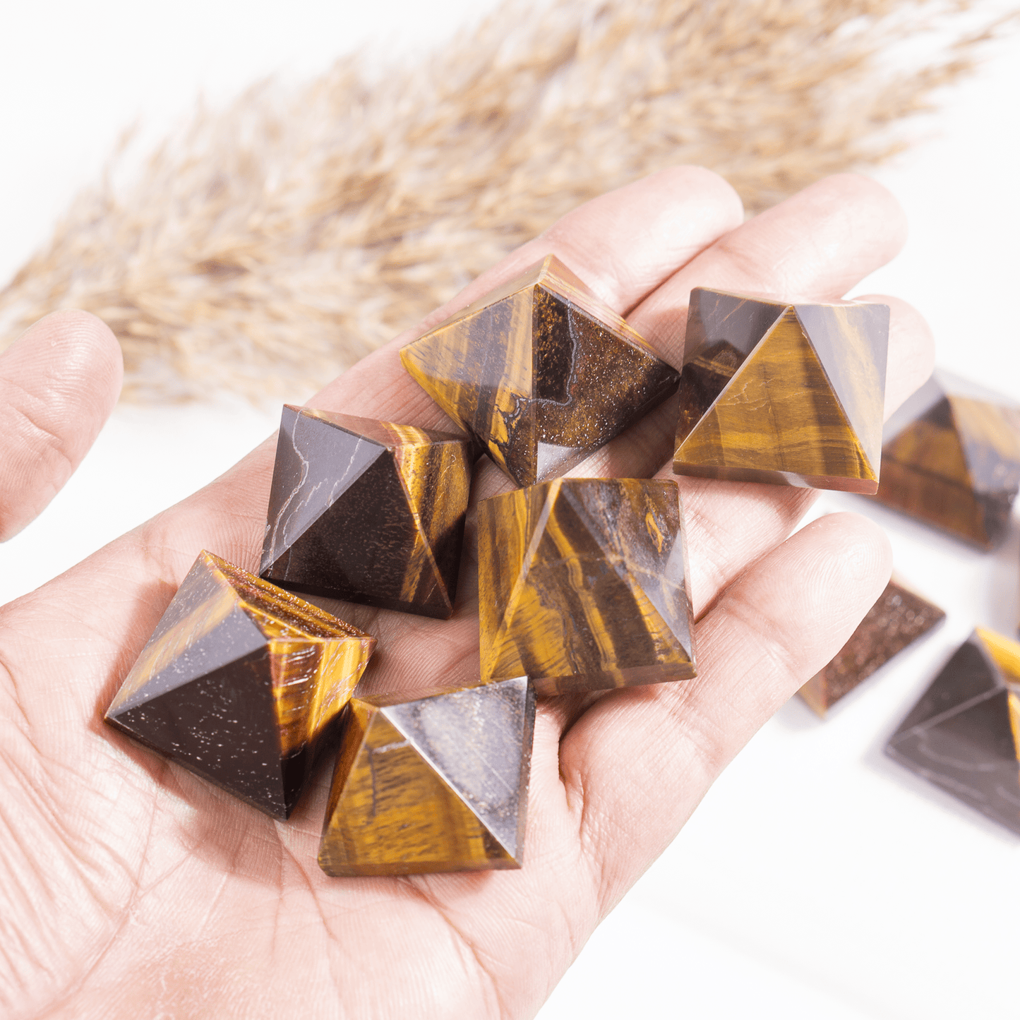 1" Tiger Eye Crystal Pyramids