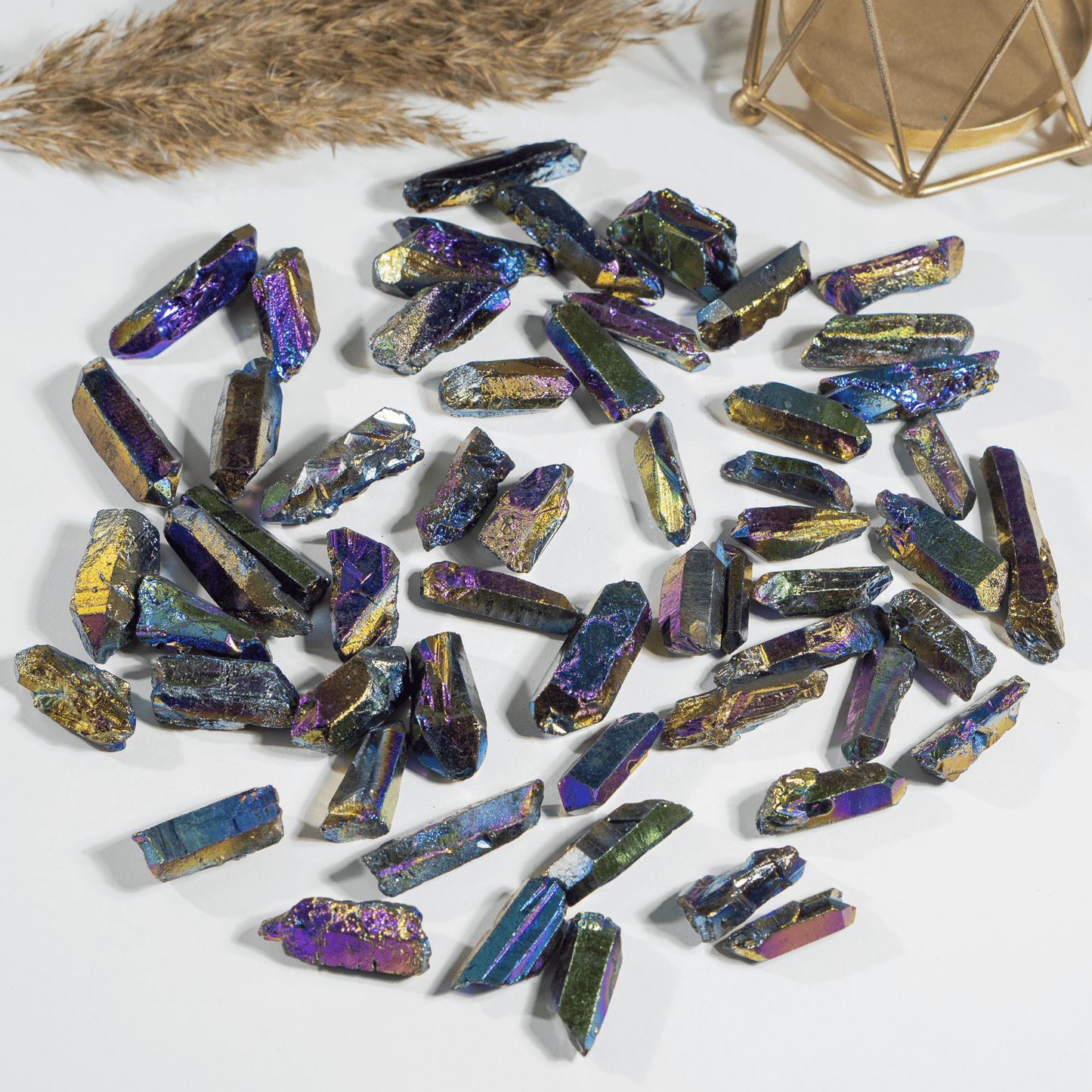 Titanium Aura Quartz Points – Raw Aura Quartz Crystal Points, Natural Titanium Quartz Healing Crystals
