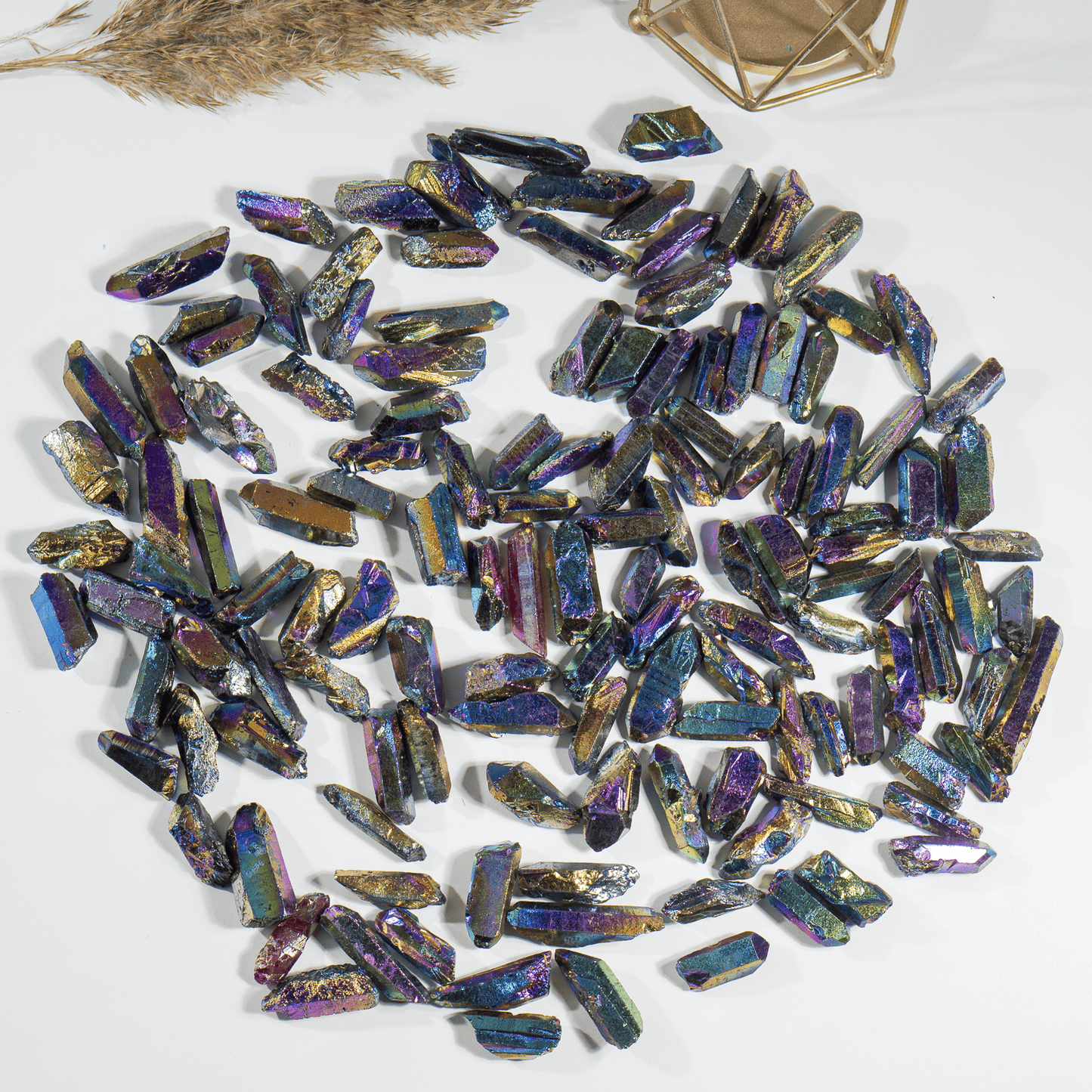 Titanium Aura Quartz Points – Raw Aura Quartz Crystal Points, Natural Titanium Quartz Healing Crystals