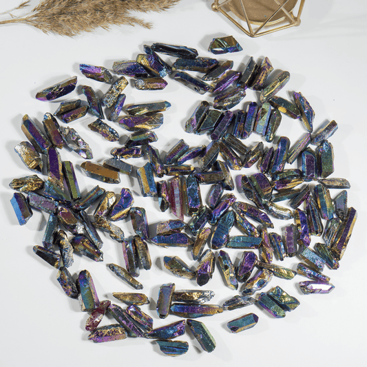 Titanium Aura Quartz Points – Raw Aura Quartz Crystal Points, Natural Titanium Quartz Healing Crystals
