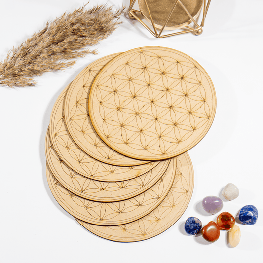 6" Wooden Tree of Life Crystal Grid Plate