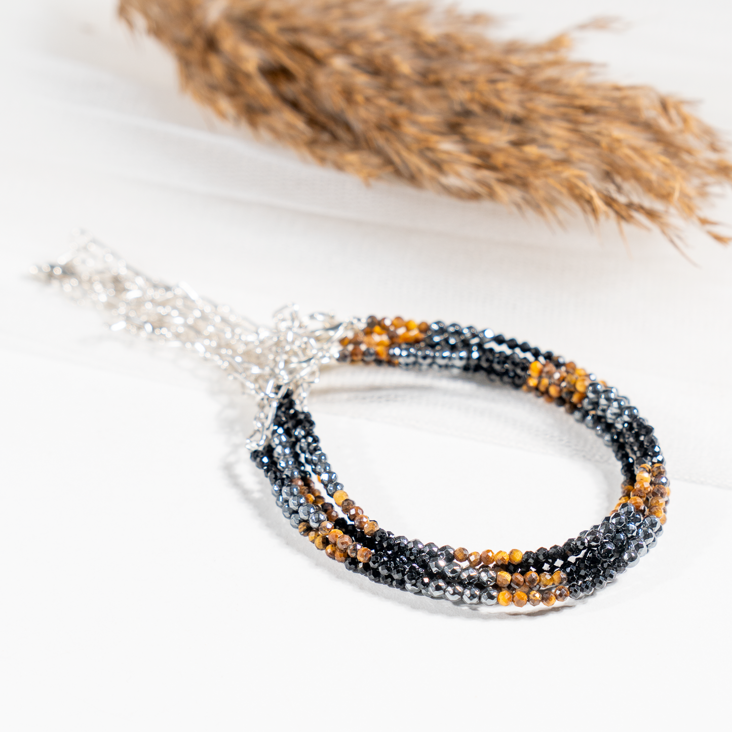 Triple Protection Crystal Anklet | Natural Healing Crystal Anklet | Energy Protection & Spiritual Jewelry