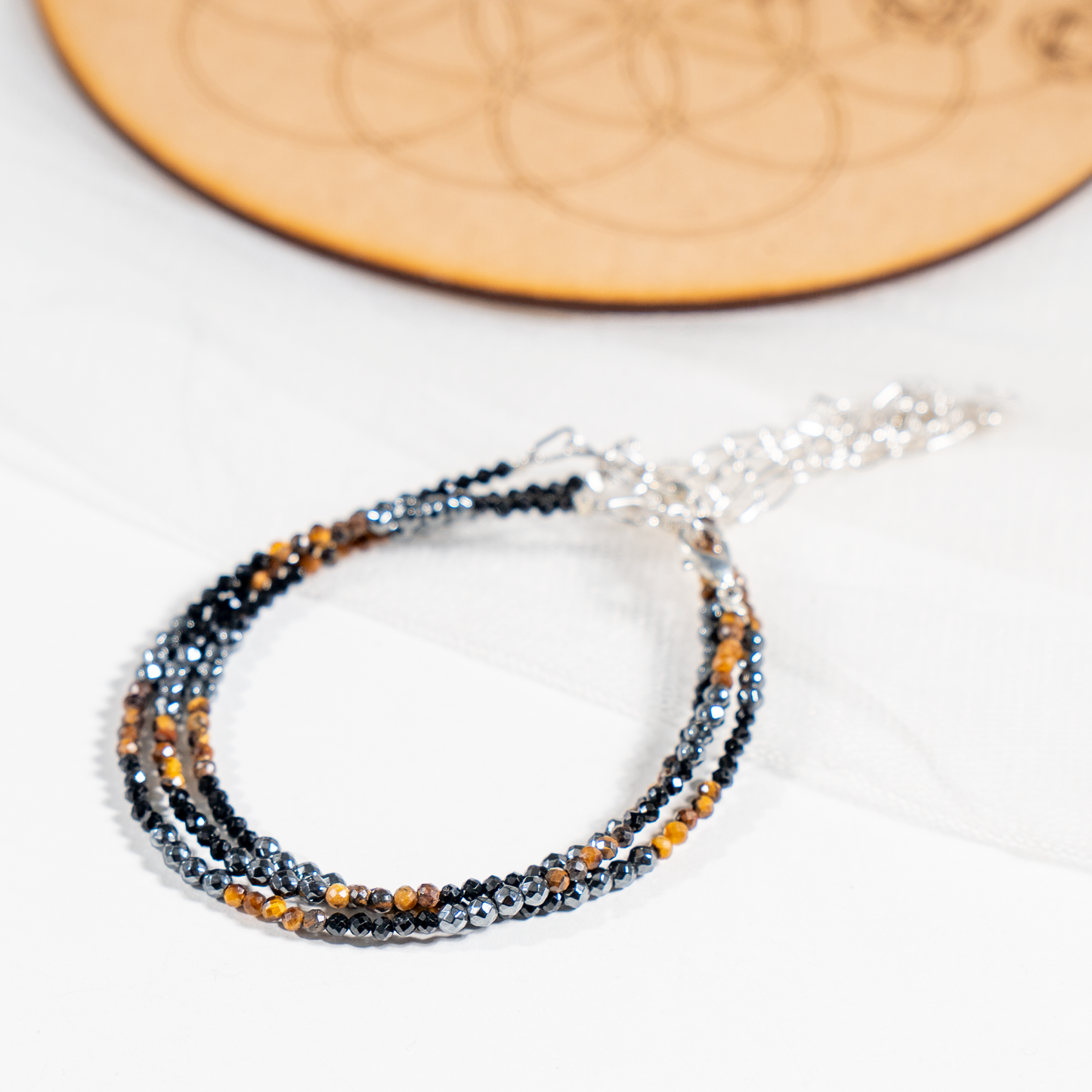 Triple Protection Crystal Anklet | Natural Healing Crystal Anklet | Energy Protection & Spiritual Jewelry
