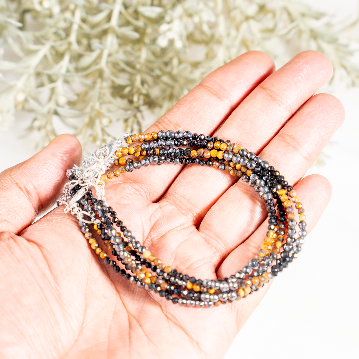 Triple Protection Crystal Anklet | Natural Healing Crystal Anklet | Energy Protection & Spiritual Jewelry