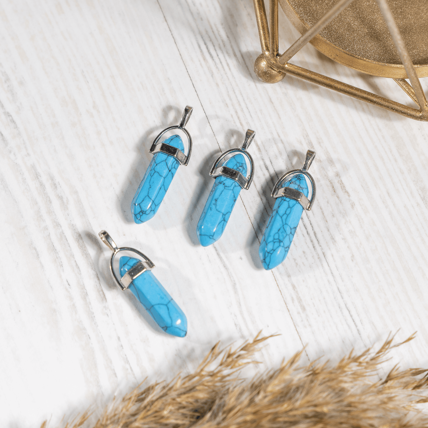 Turquoise Howlite Crystal Pendant | Double Terminated Crystal Point | Natural Gemstone Jewelry | Pendant Necklace