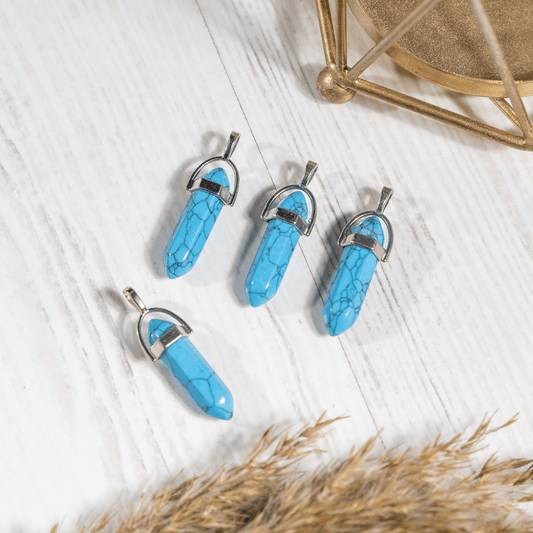 Turquoise Howlite Crystal Pendant | Double Terminated Crystal Point | Natural Gemstone Jewelry | Pendant Necklace