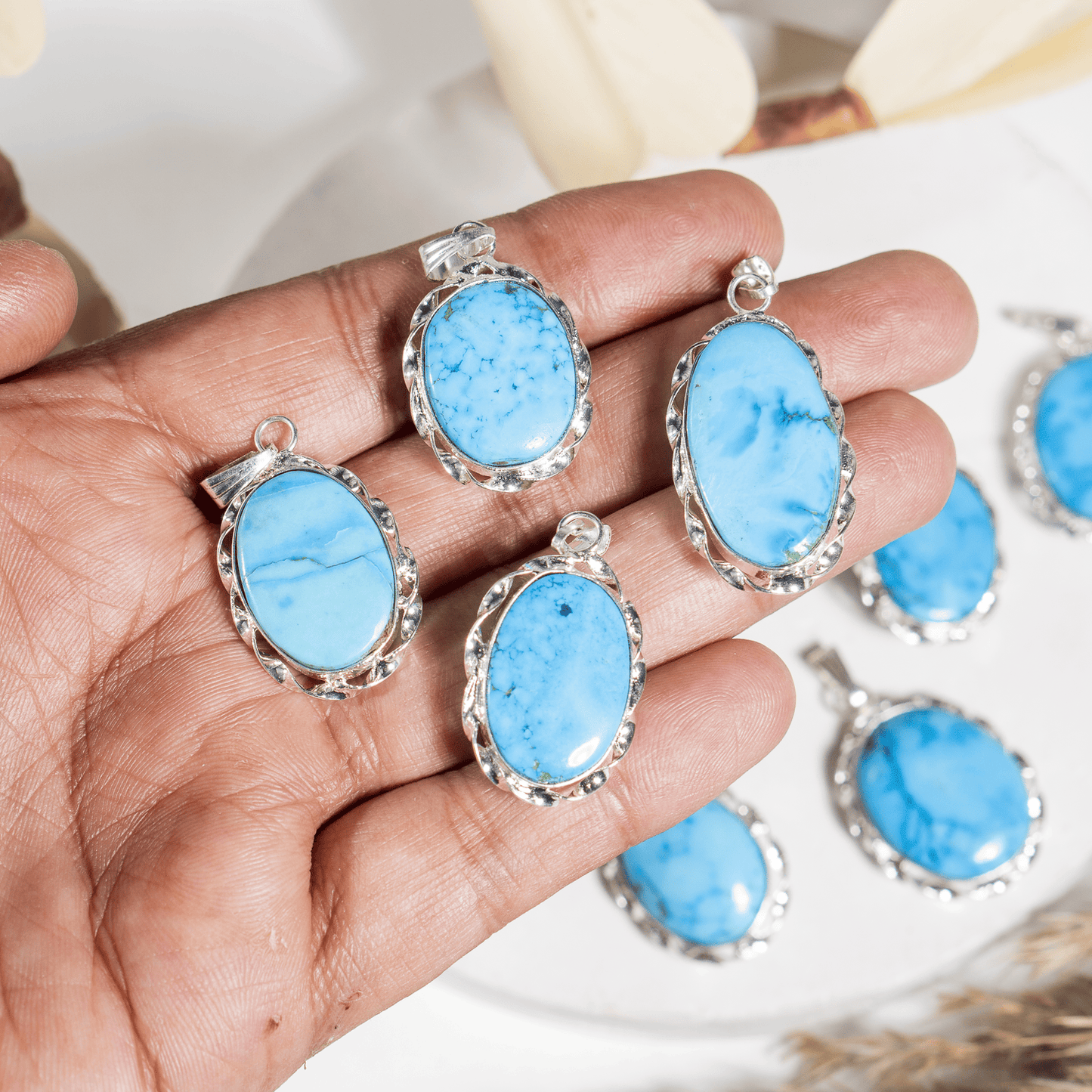 Turquoise Howlite Pendant |Crystal Jewelry | Natural Gemstone Pendant | Crystal Charm Jewelry | Boho Pendant
