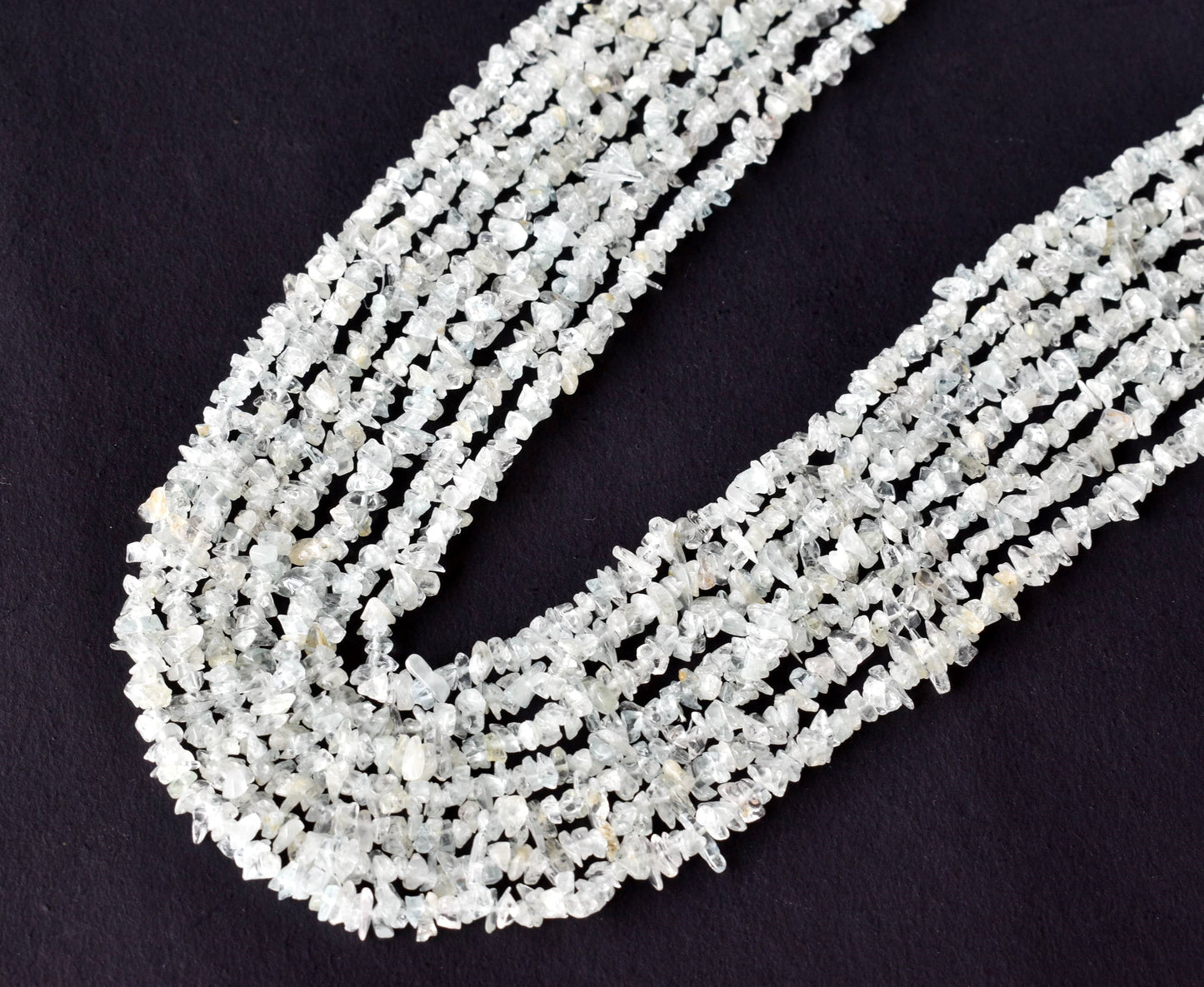 Uncut Aquamarine Crystal Chip Beads