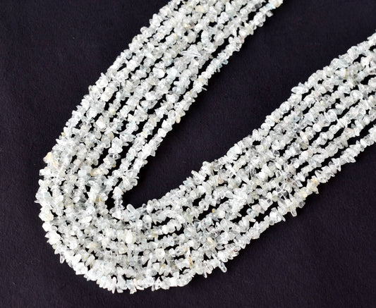 Uncut Aquamarine Crystal Chip Beads