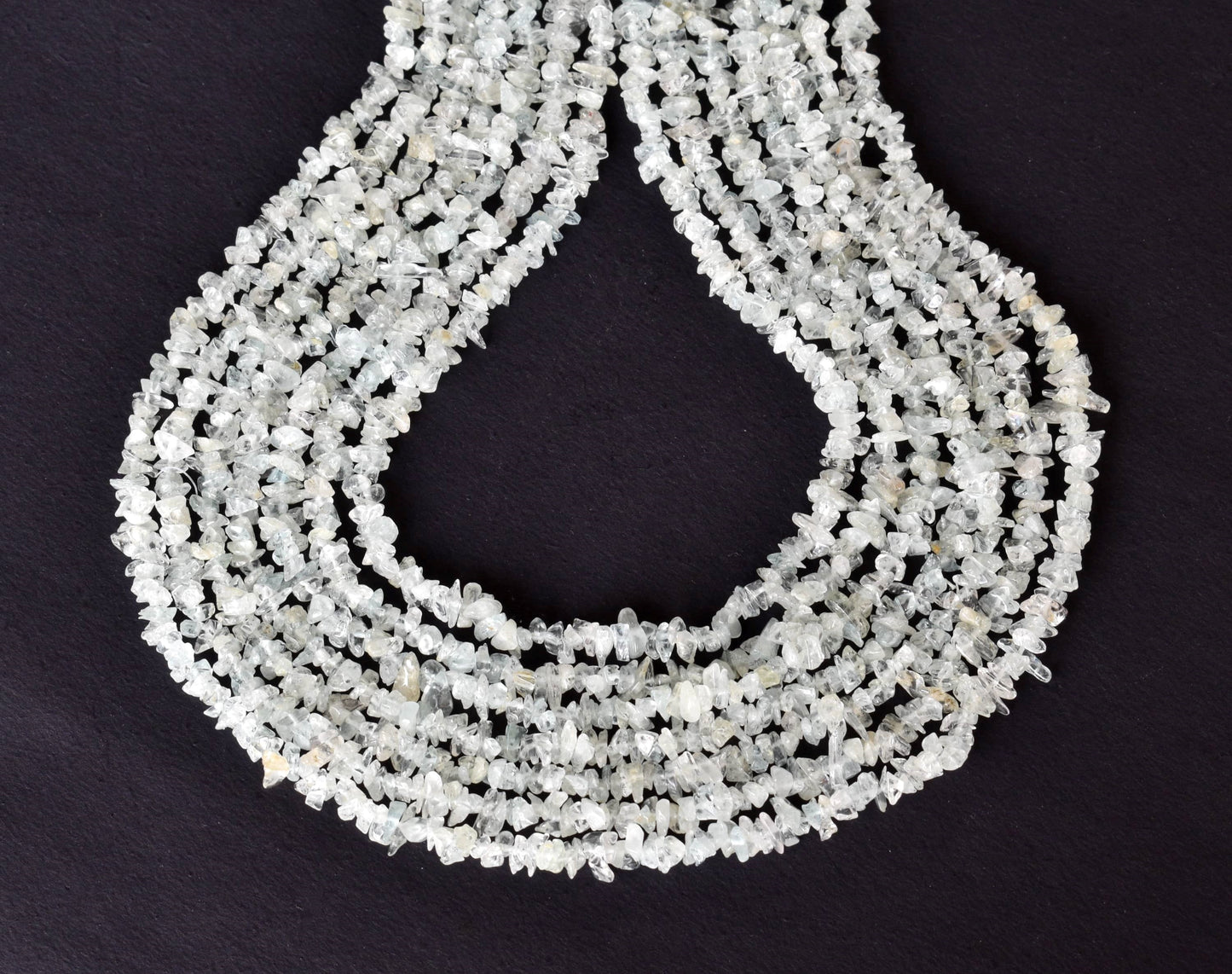Uncut Aquamarine Crystal Chip Beads