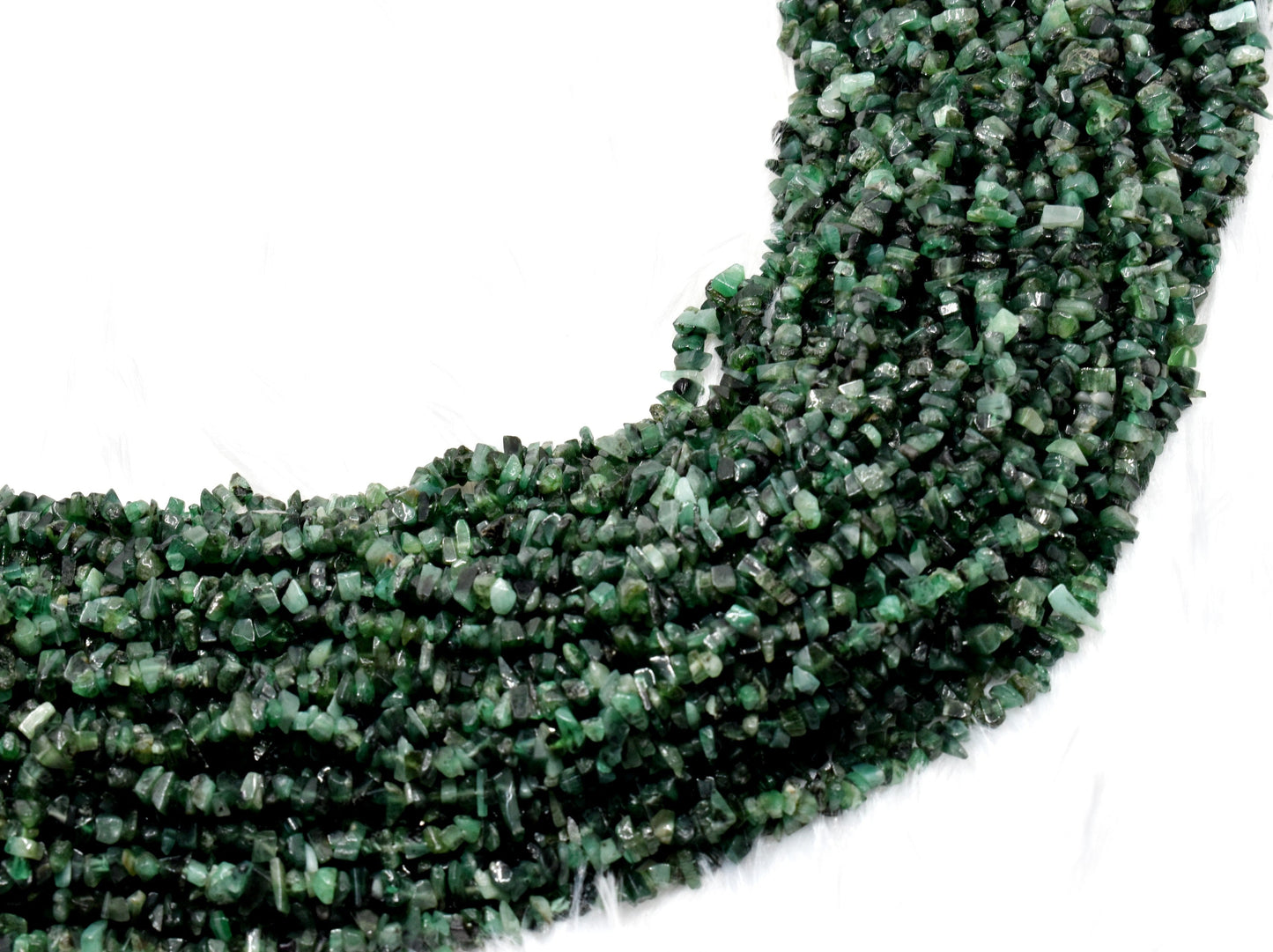 Uncut Emerald Crystal Chip Beads