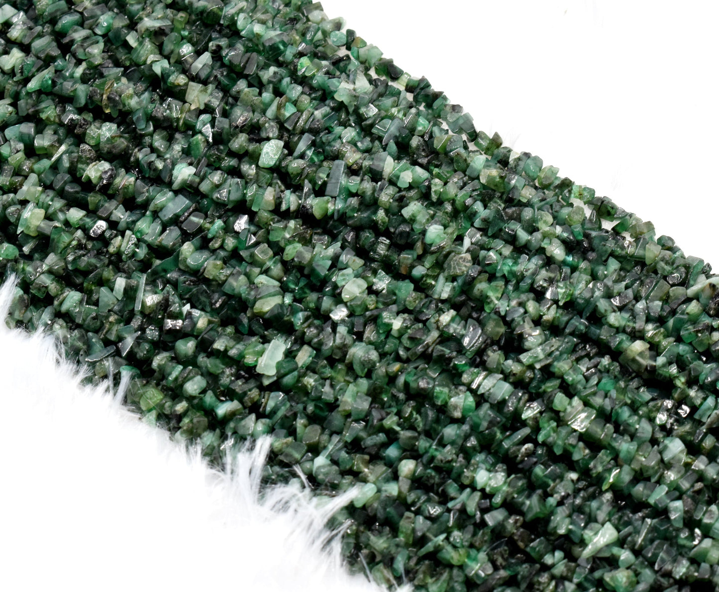 Uncut Emerald Crystal Chip Beads