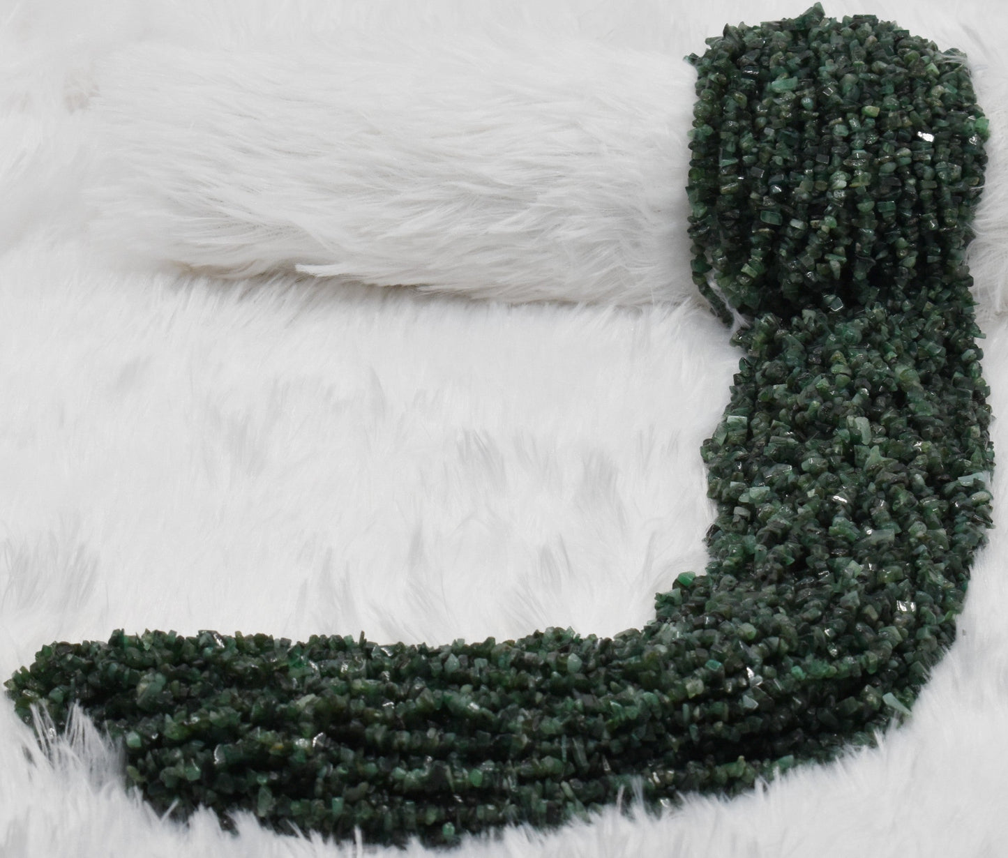 Uncut Emerald Crystal Chip Beads