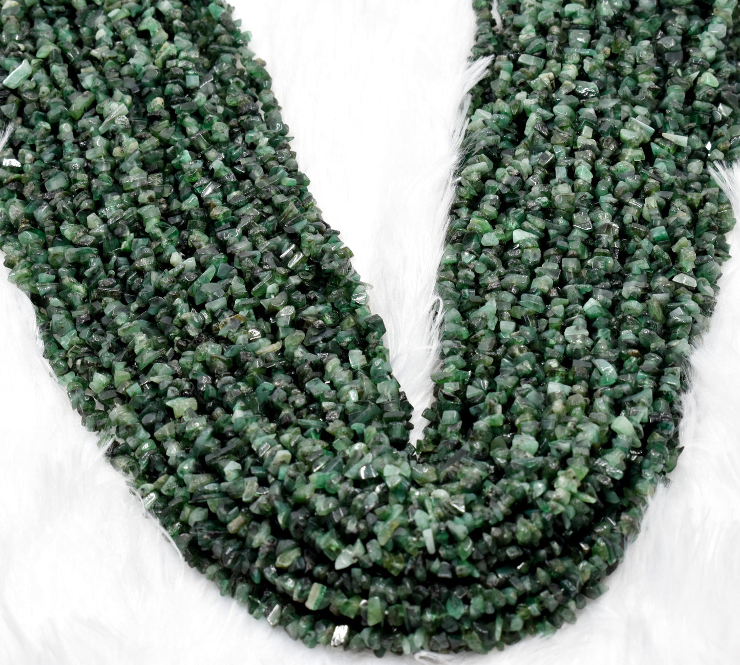 Uncut Emerald Crystal Chip Beads