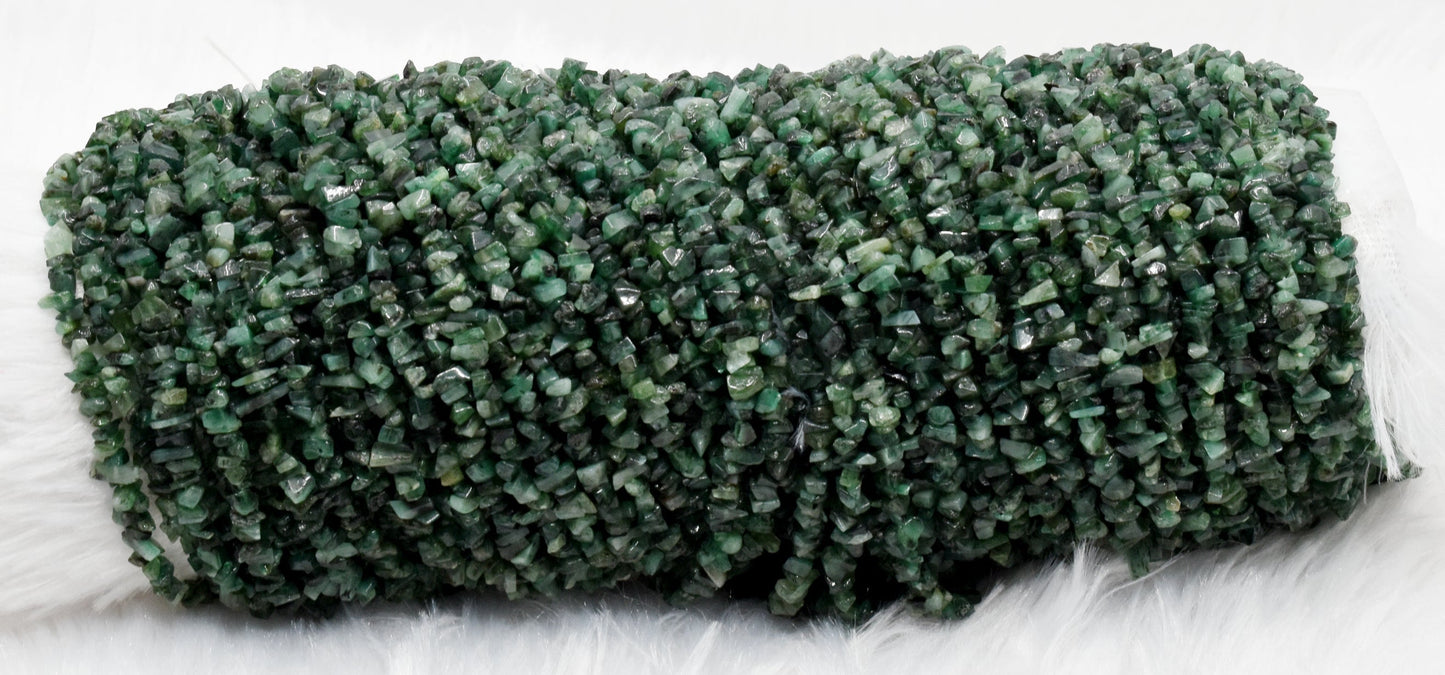 Uncut Emerald Crystal Chip Beads
