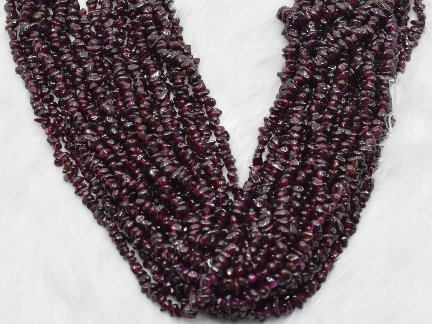 Uncut Garnet Crystal Chip Beads