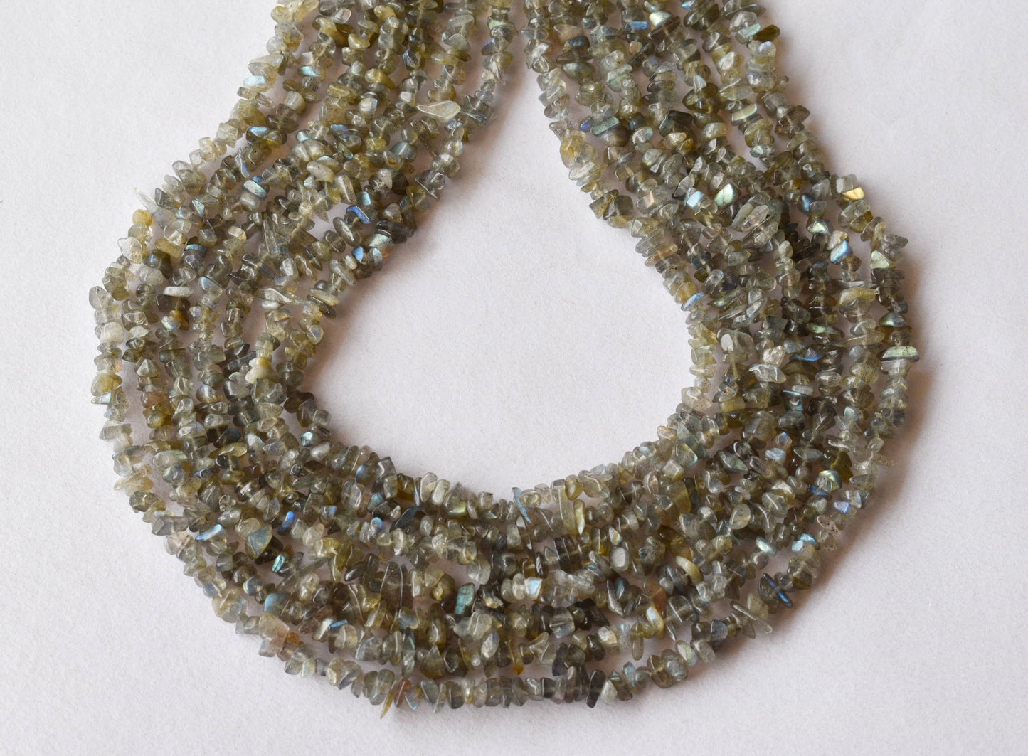 Uncut Labradorite Crystal Chip Beads