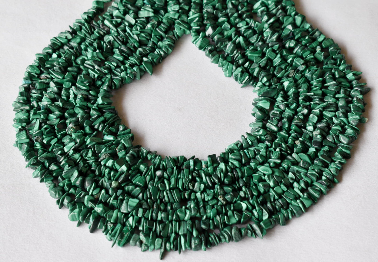 Uncut Malachite Crystal Chip Beads
