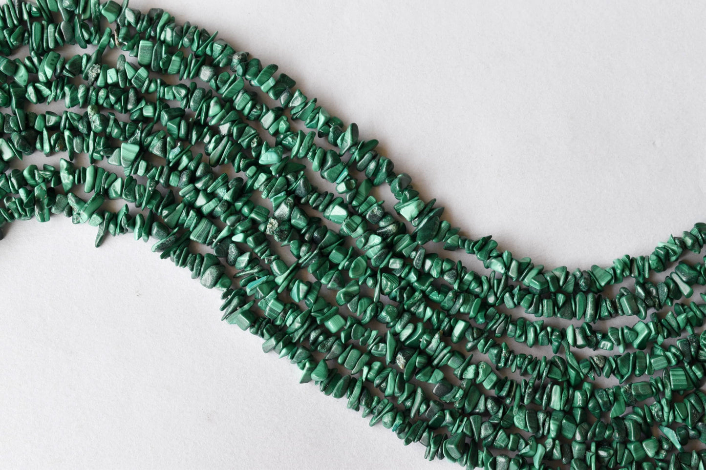 Uncut Malachite Crystal Chip Beads