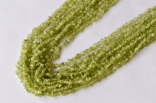 Uncut Peridot Crystal Chip Beads