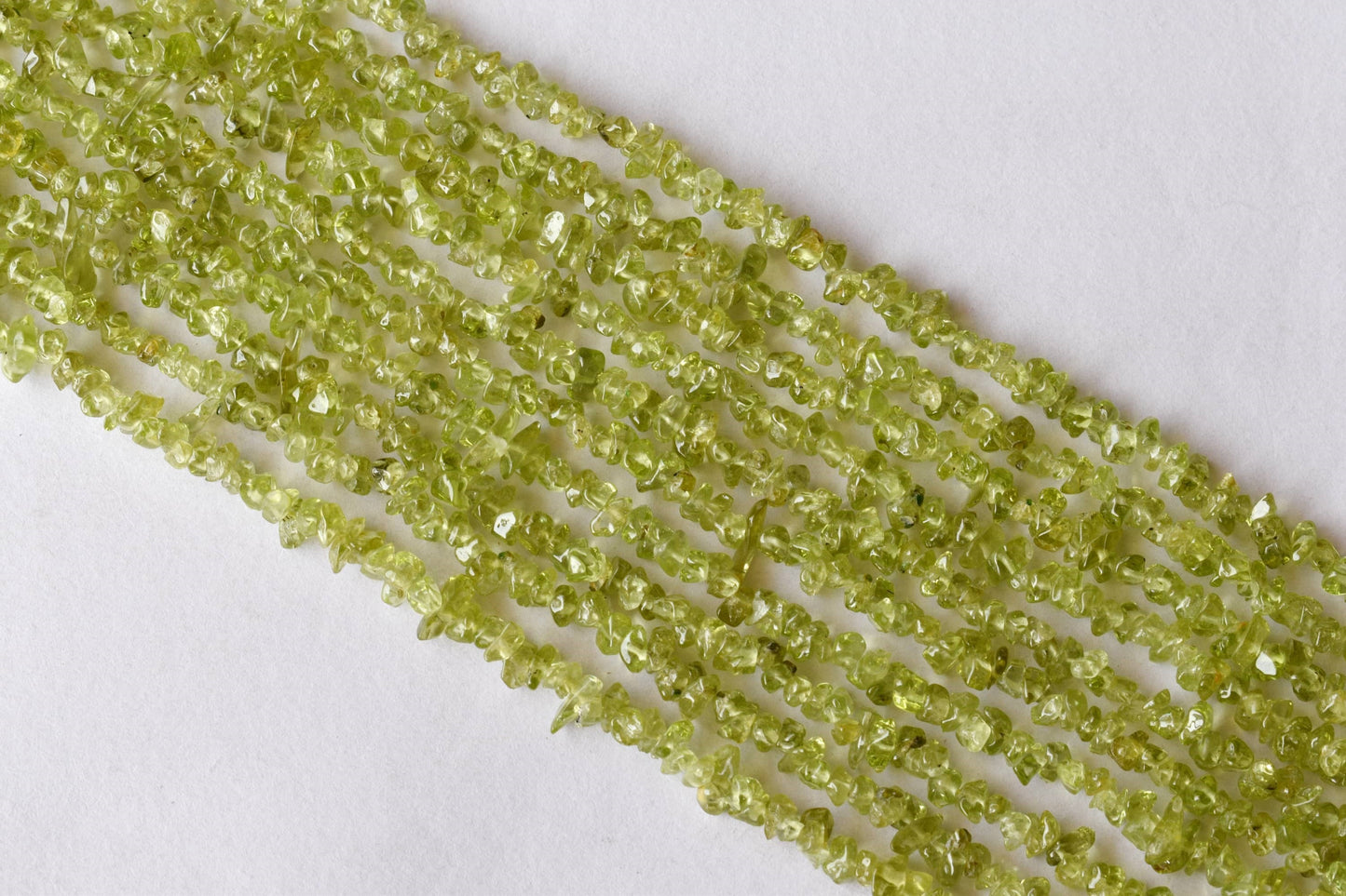 Uncut Peridot Crystal Chip Beads