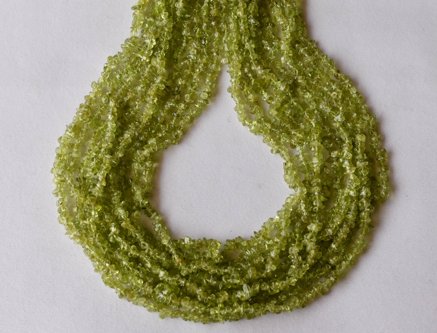 Uncut Peridot Crystal Chip Beads