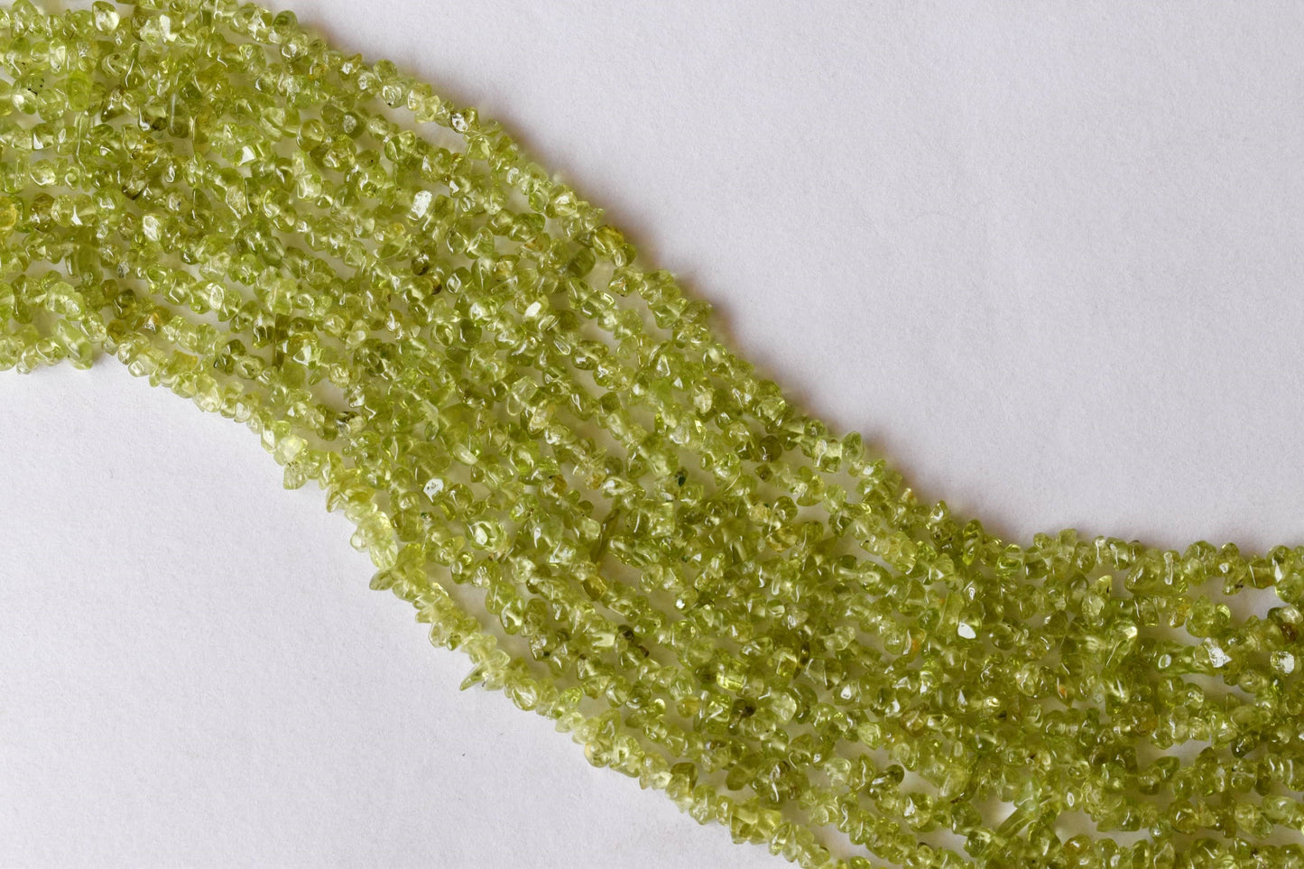 Uncut Peridot Crystal Chip Beads