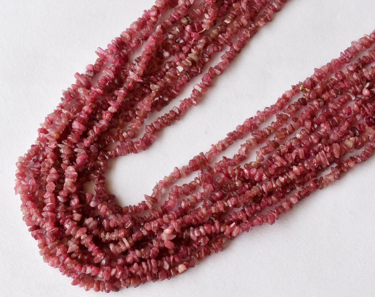 Uncut Pink Tourmaline Crystal Chip Beads