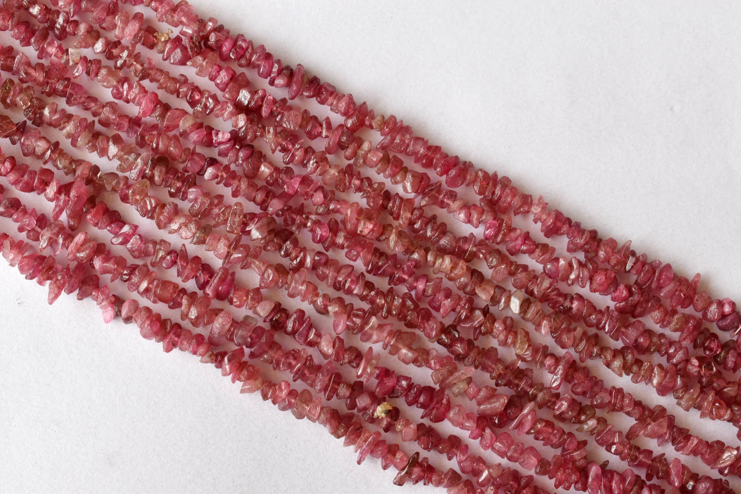 Uncut Pink Tourmaline Crystal Chip Beads