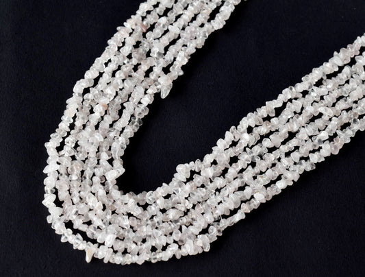 Uncut Rose Quart Crystal Chip Beads