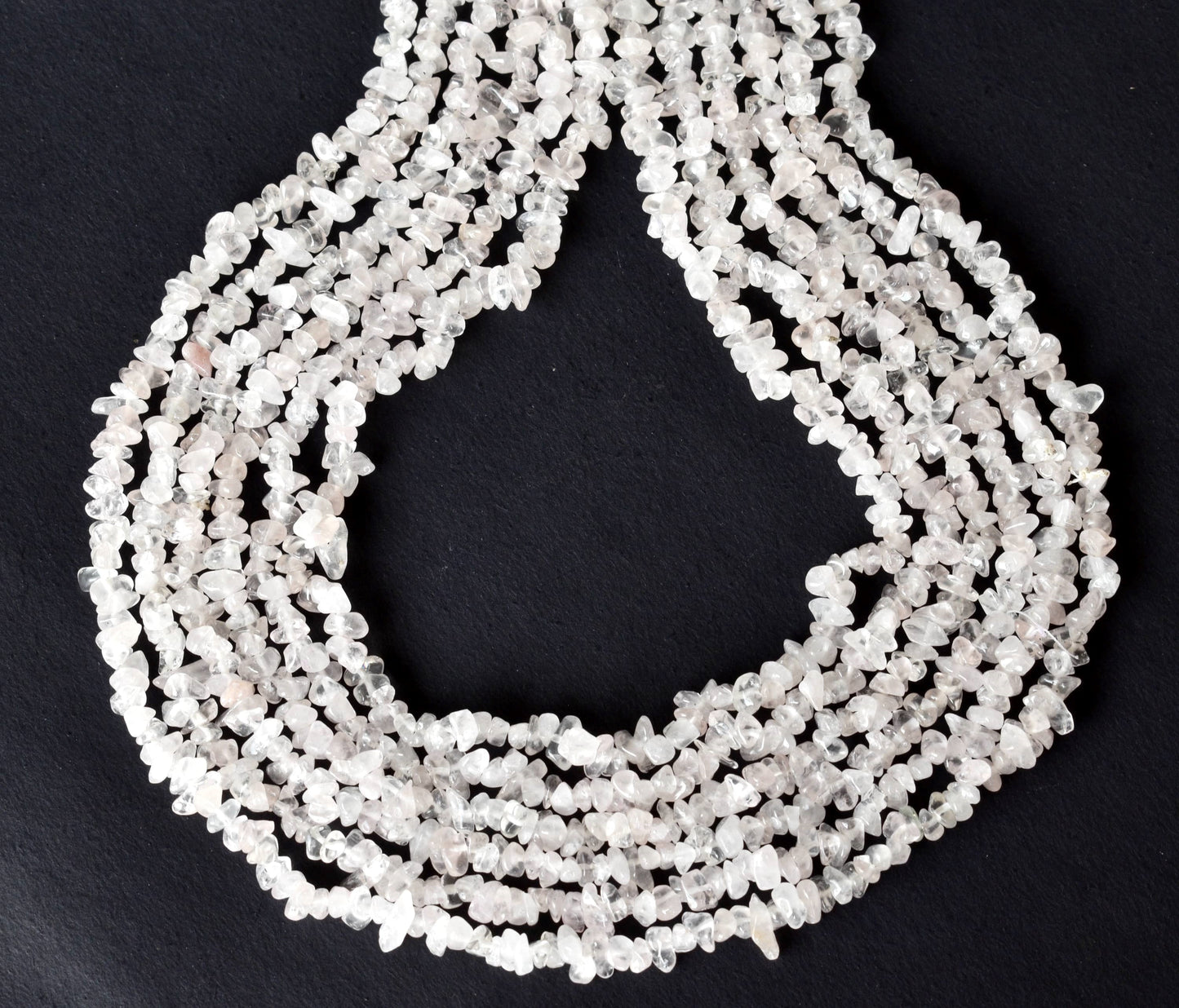 Uncut Rose Quart Crystal Chip Beads