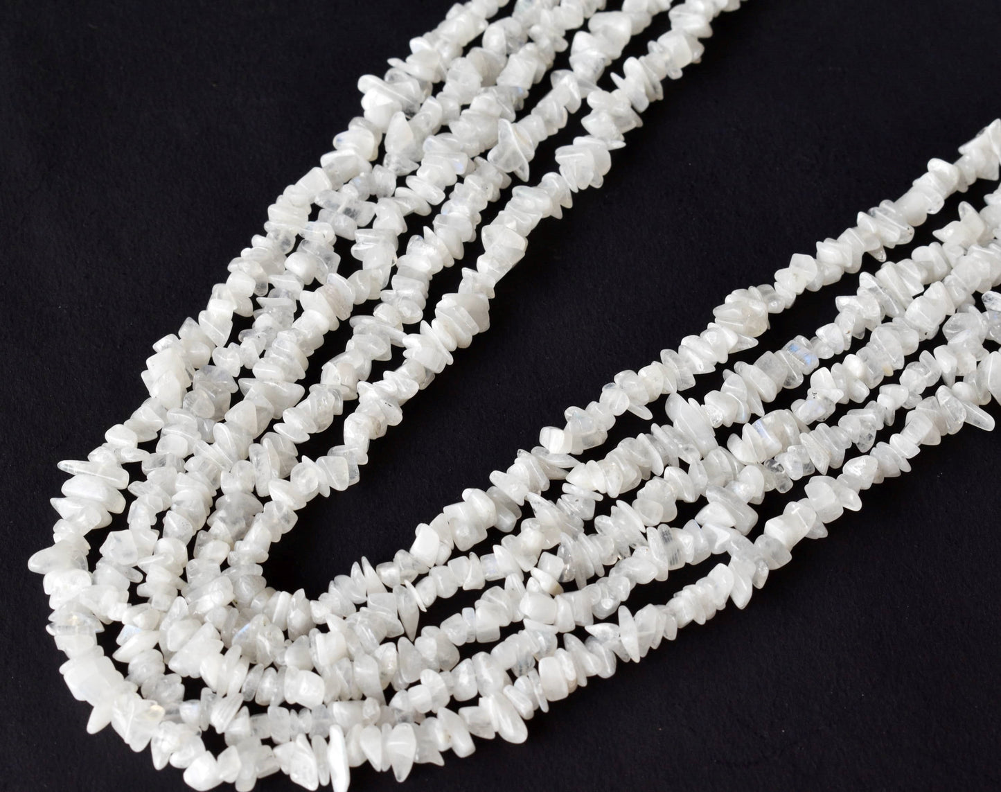 Uncut White Rainbow Moonstone Crystal Chip Beads