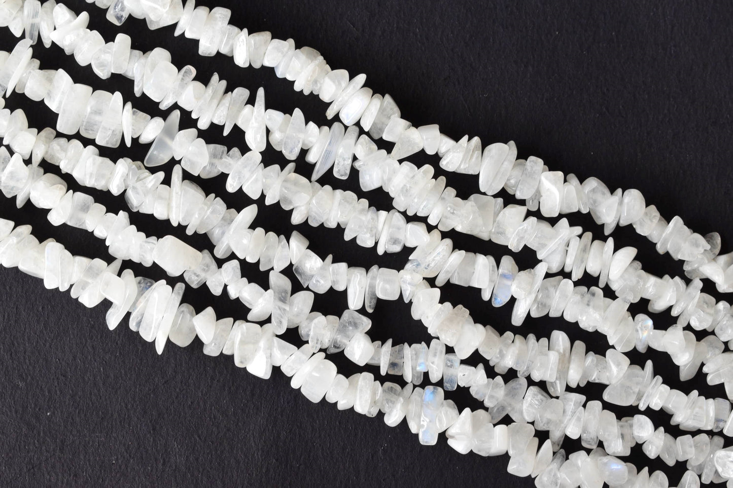 Uncut White Rainbow Moonstone Crystal Chip Beads
