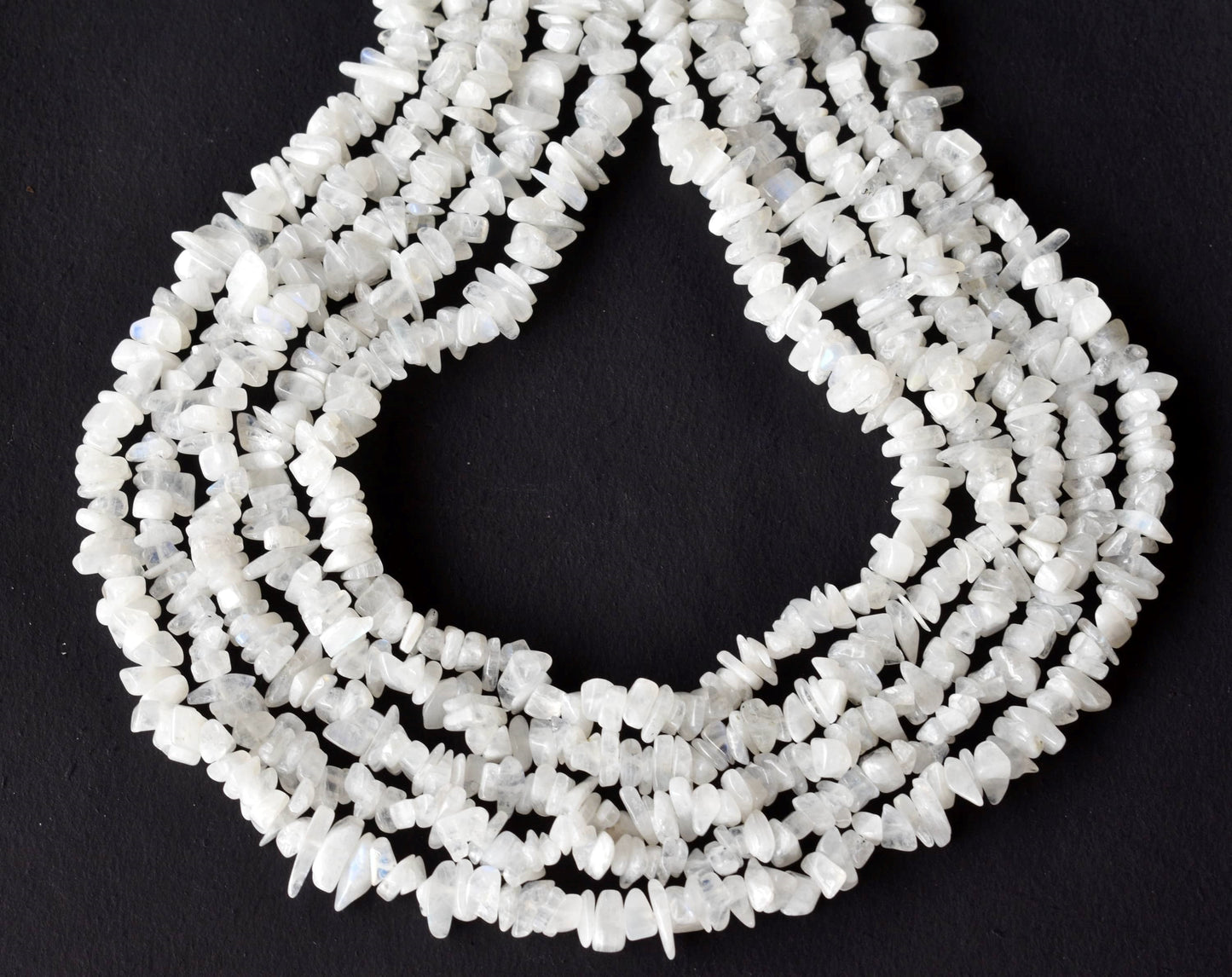 Uncut White Rainbow Moonstone Crystal Chip Beads