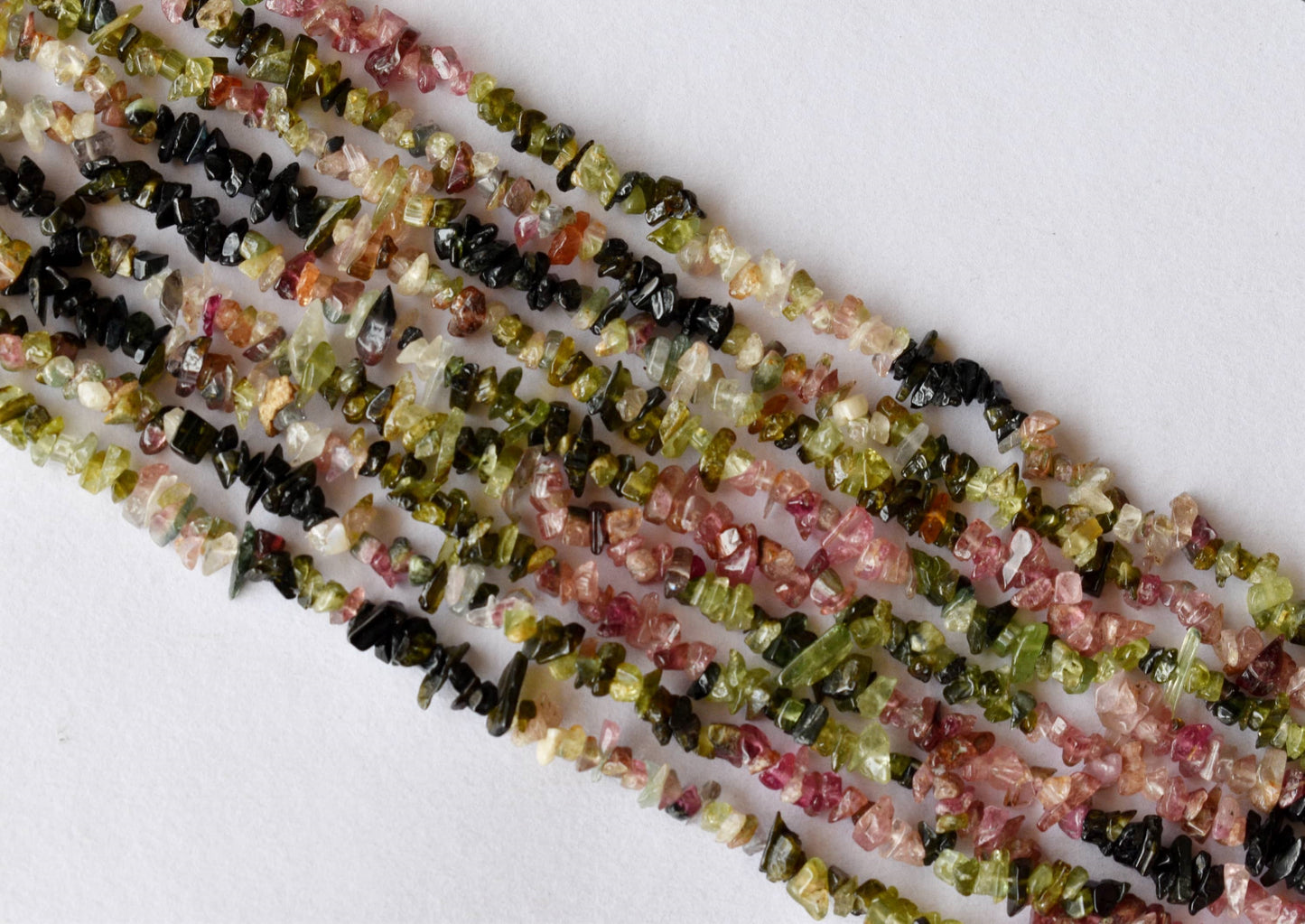 Uncut Watermelon Tourmaline Crystal Chip Beads