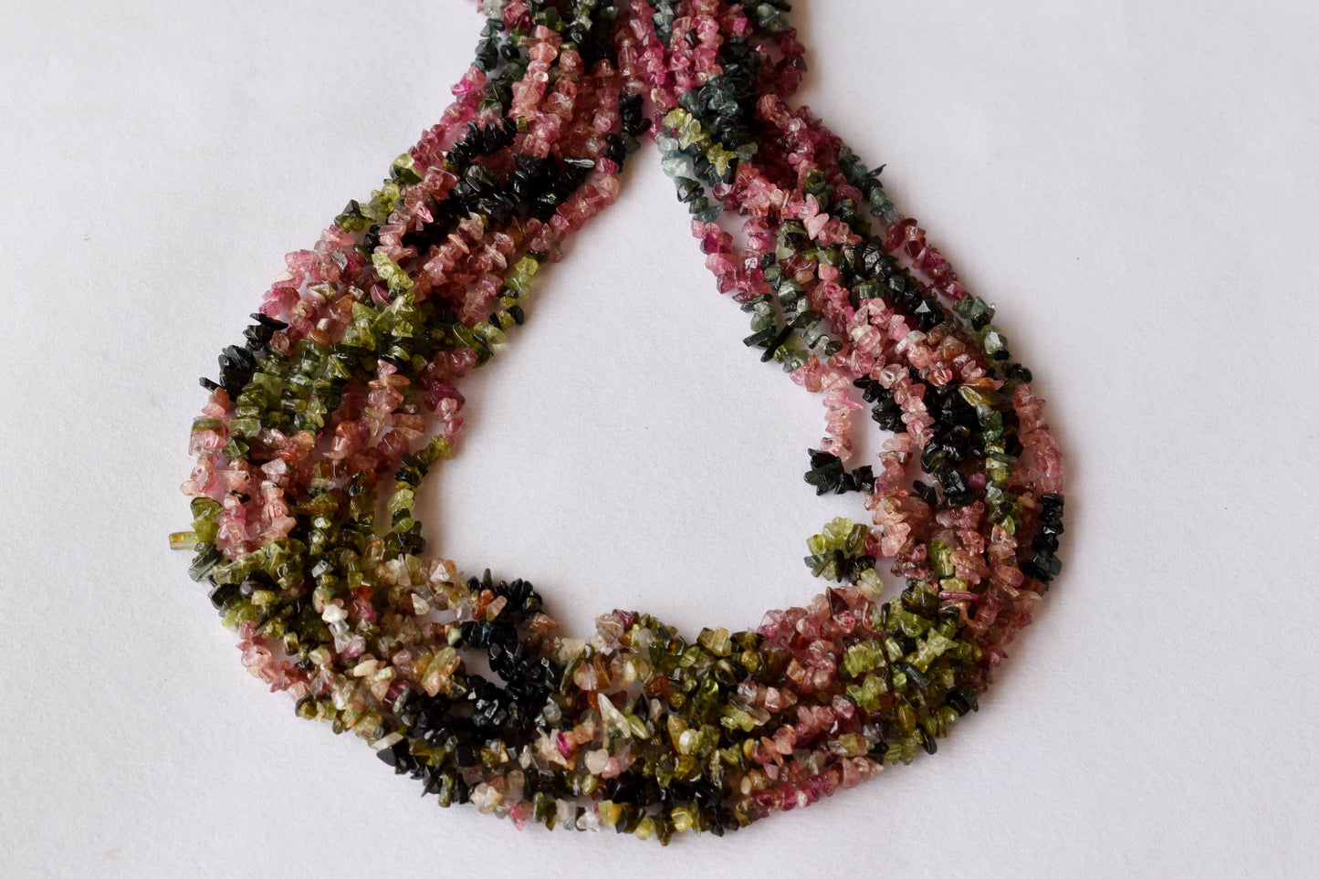 Uncut Watermelon Tourmaline Crystal Chip Beads
