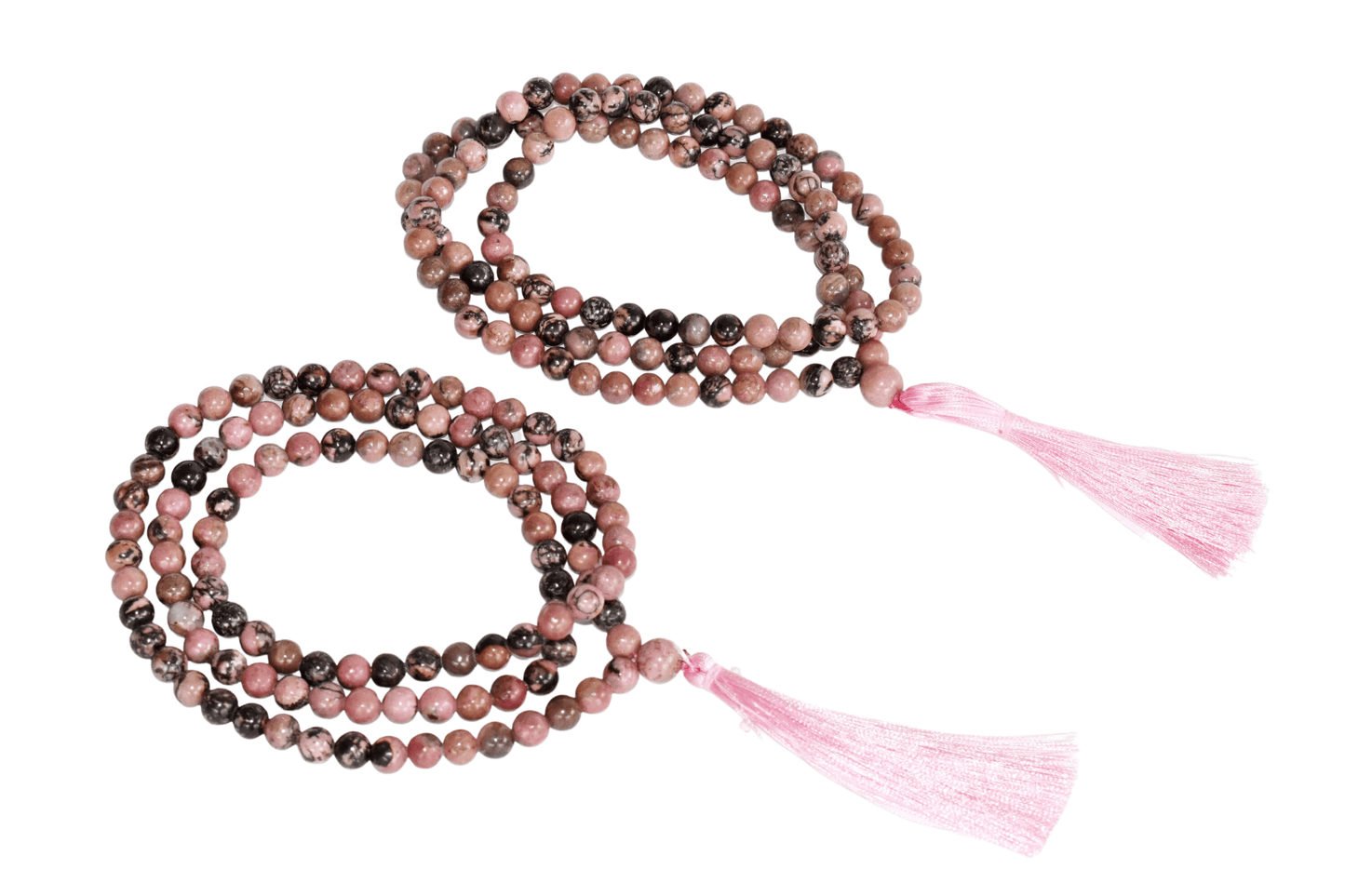 Rhodonite Mala with 108 Prayer Beads for Inner Strength and Peace, Jap Mala for Enhanced Meditation and Healing