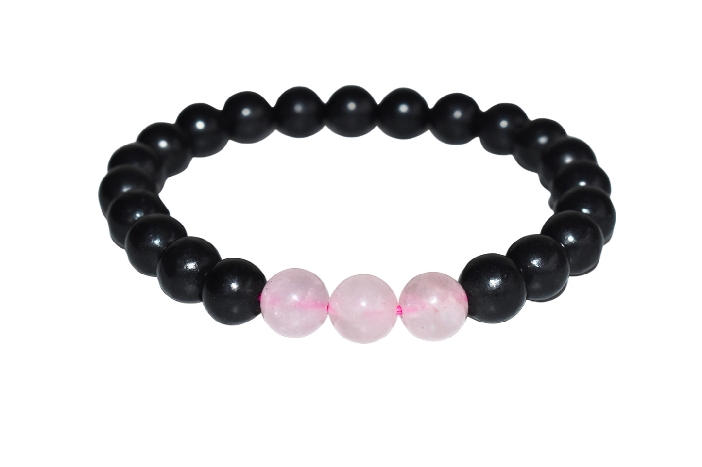 EMP Protection Crystal Bracelet, Shungite Black, Rose Quartz