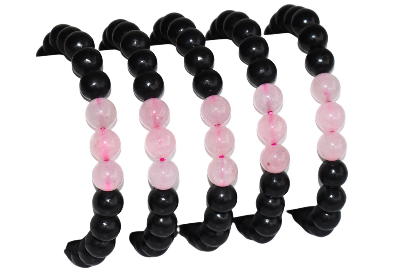 EMP Protection Crystal Bracelet, Shungite Black, Rose Quartz