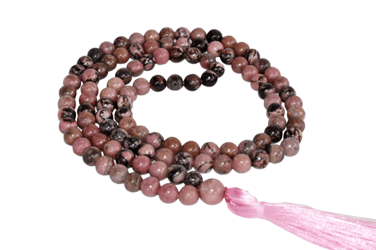 Rhodonite Mala with 108 Prayer Beads for Inner Strength and Peace, Jap Mala for Enhanced Meditation and Healing