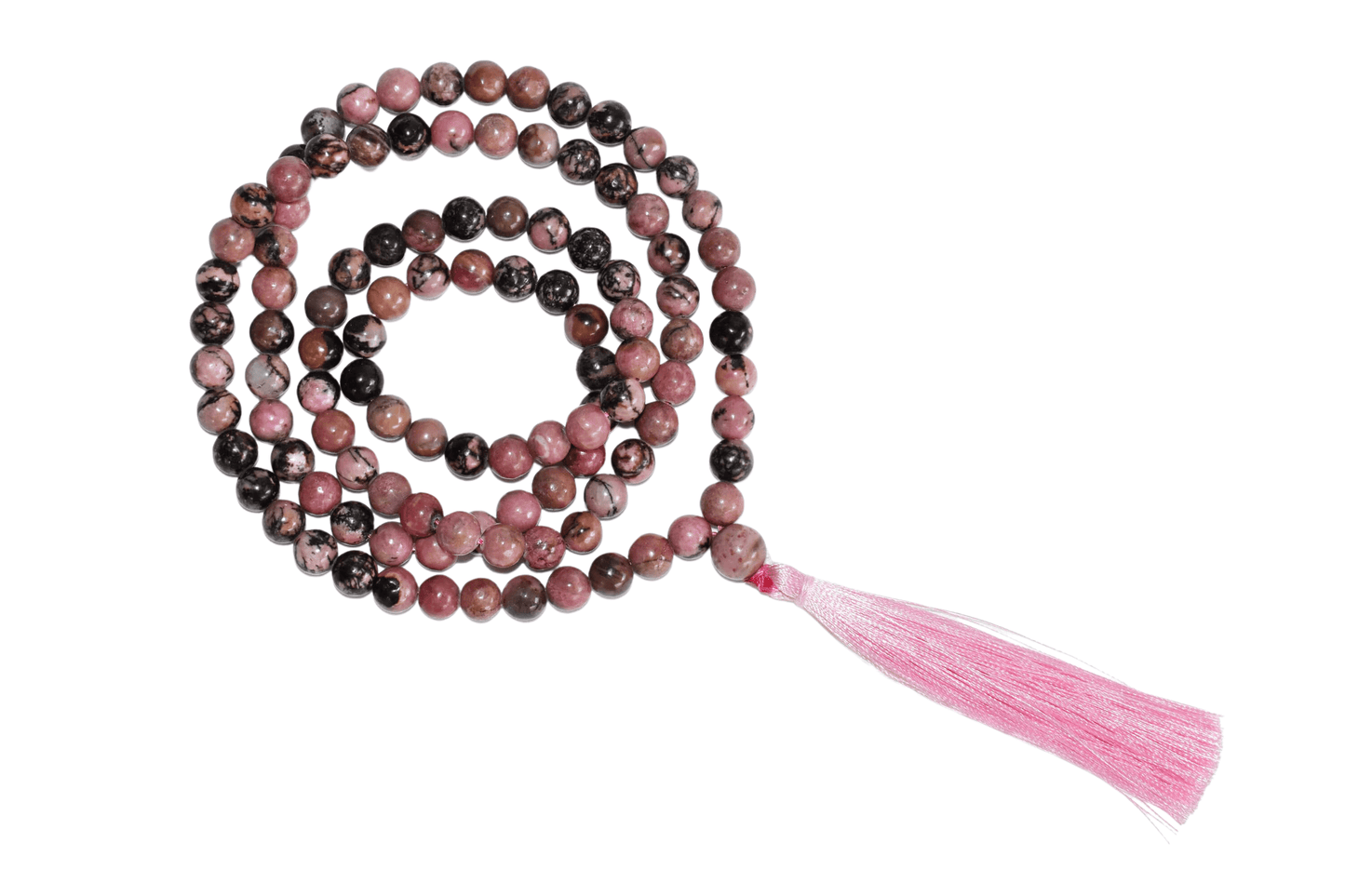 Rhodonite Mala with 108 Prayer Beads for Inner Strength and Peace, Jap Mala for Enhanced Meditation and Healing