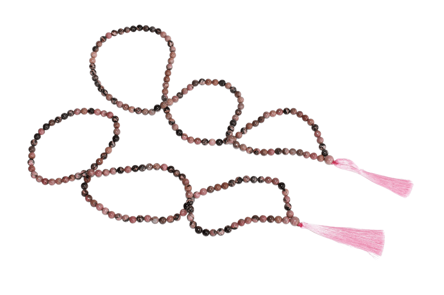 Rhodonite Mala with 108 Prayer Beads for Inner Strength and Peace, Jap Mala for Enhanced Meditation and Healing
