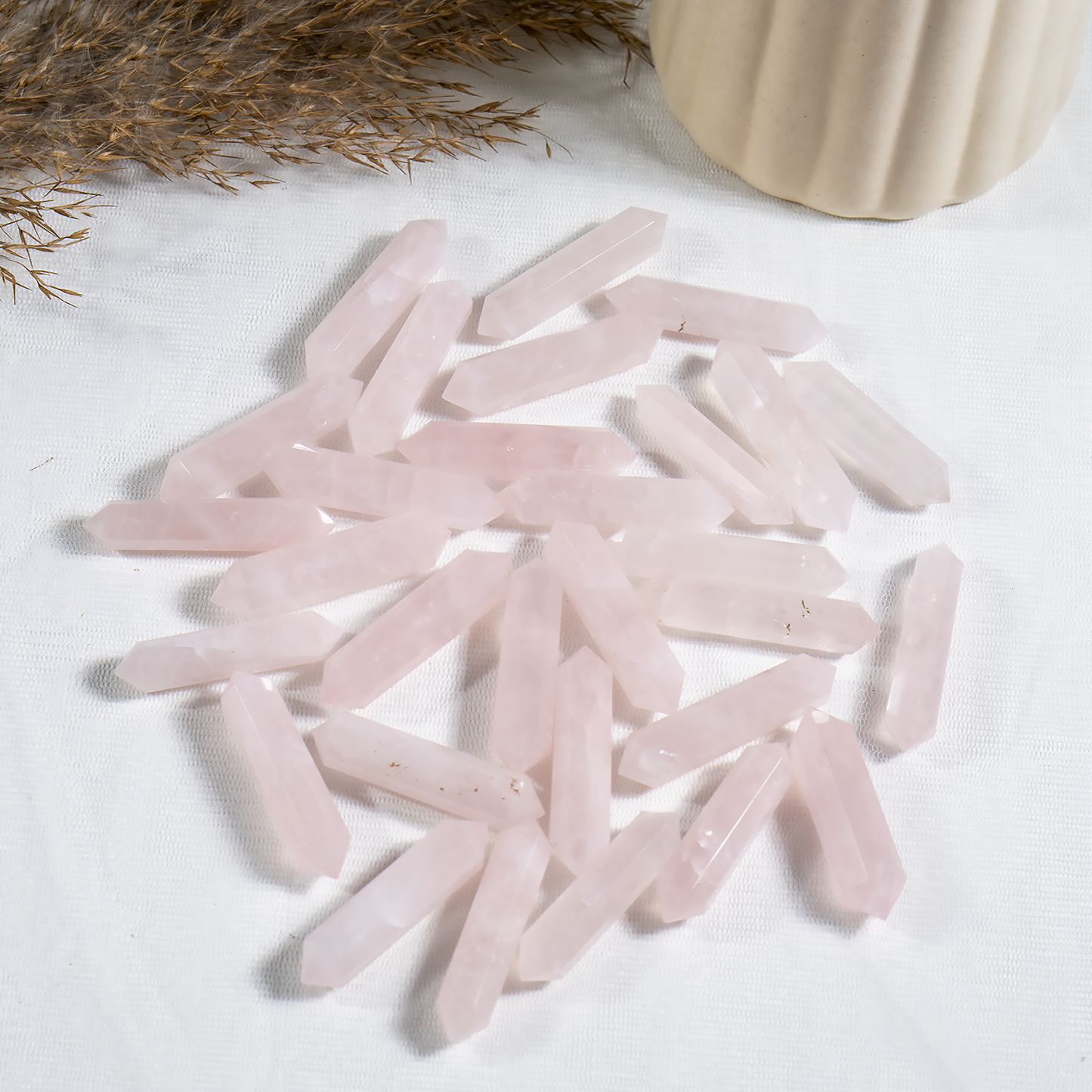 Rose Quartz Double Terminated Crystal Point Pencils