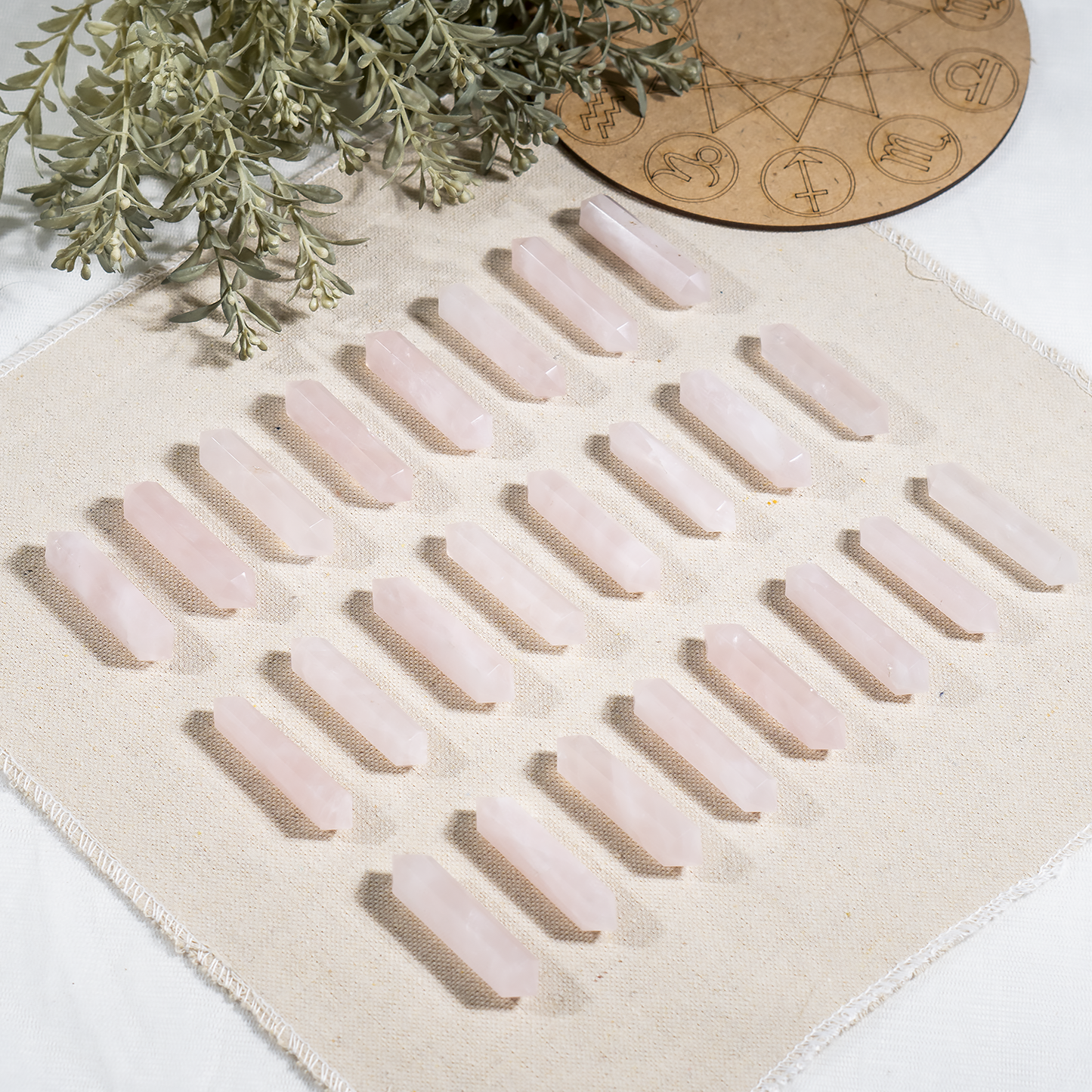 Rose Quartz Double Terminated Crystal Point Pencils