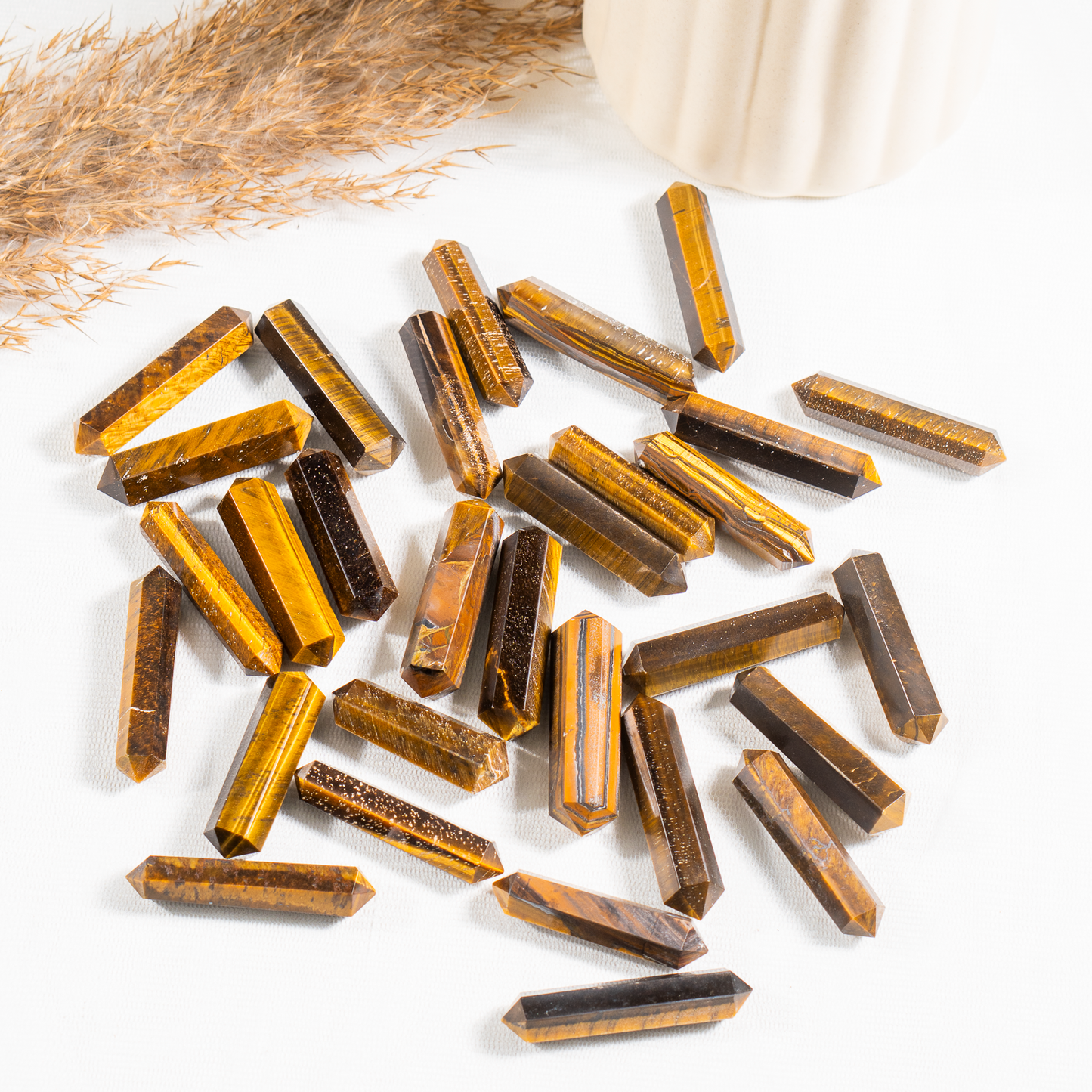 Tiger Eye Double Terminated Crystal Point Pencils